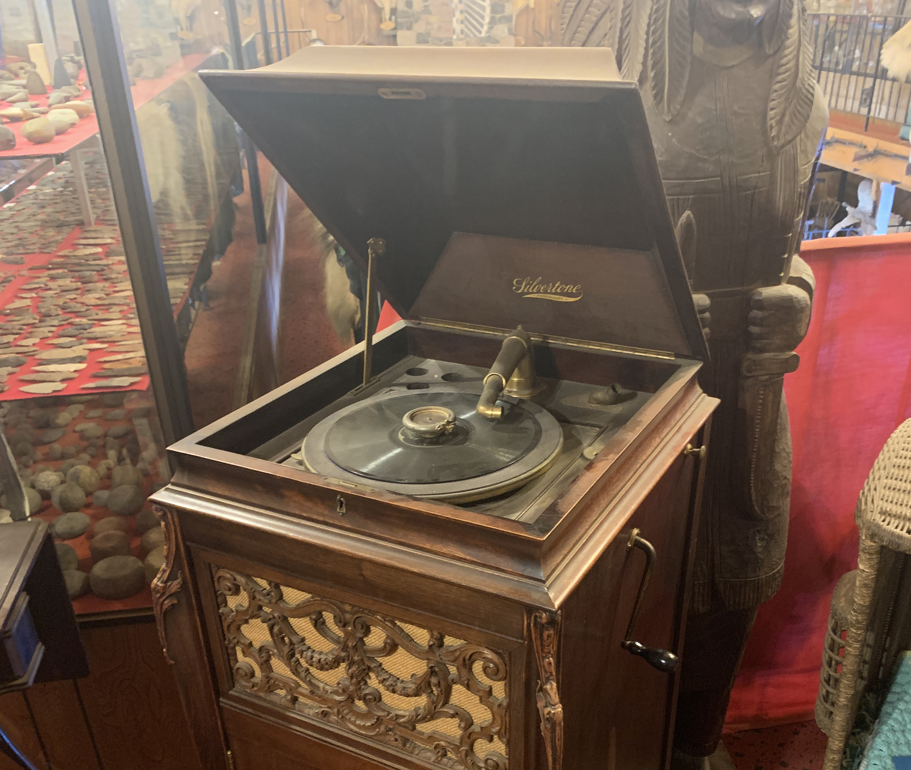 A record player powered by a hand crank.  Photo Source: Space Farms