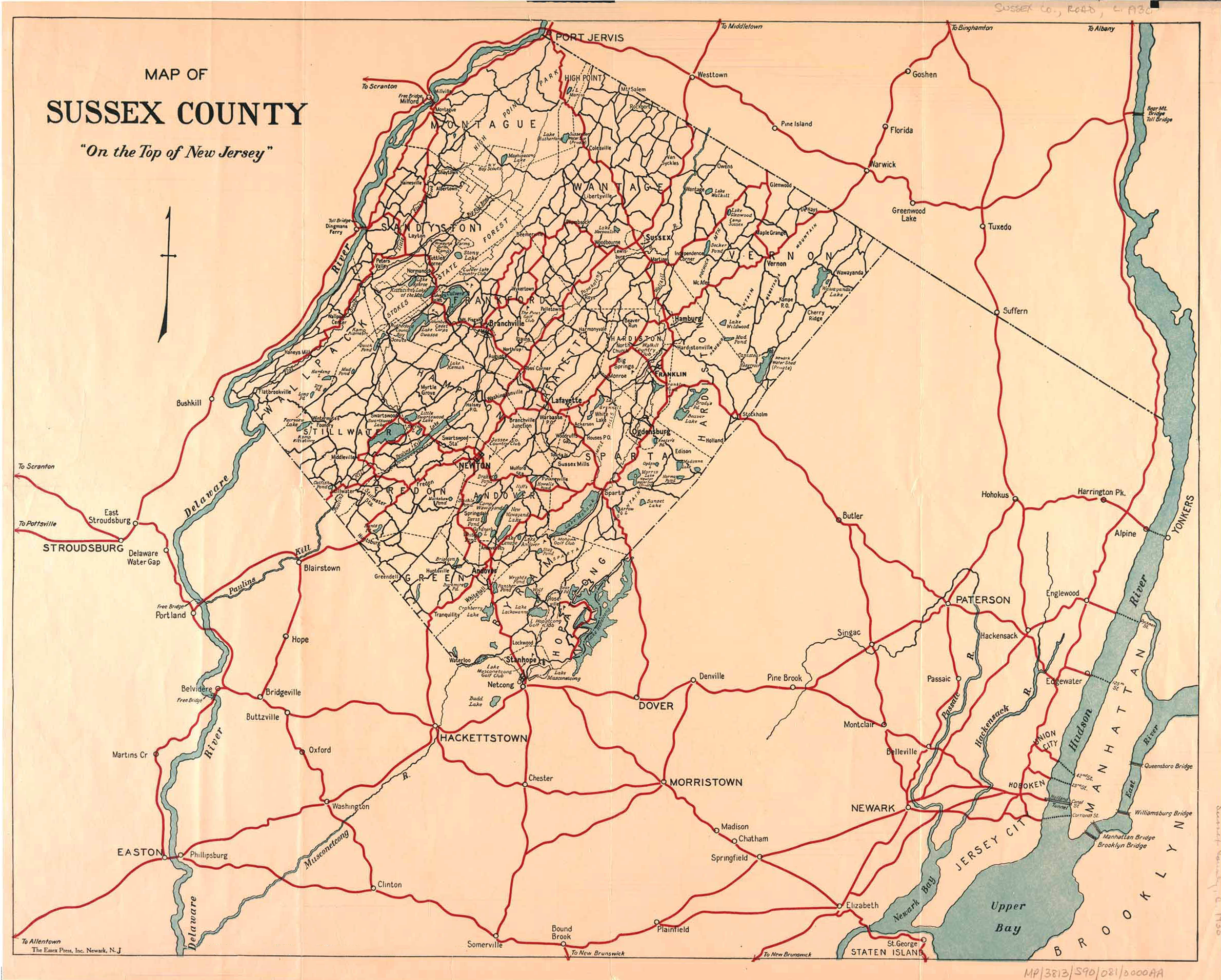 Map of Sussex County circa 1930