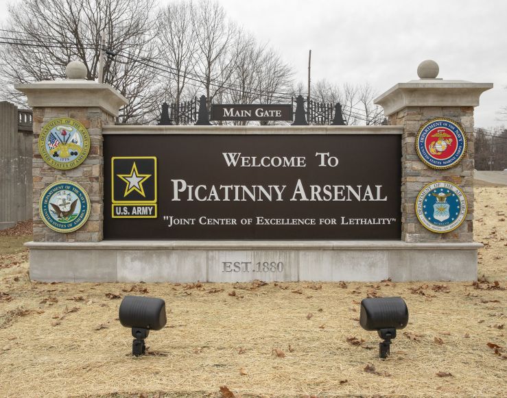 Pictured: The sign at the entrance of Picatinny Arsenal