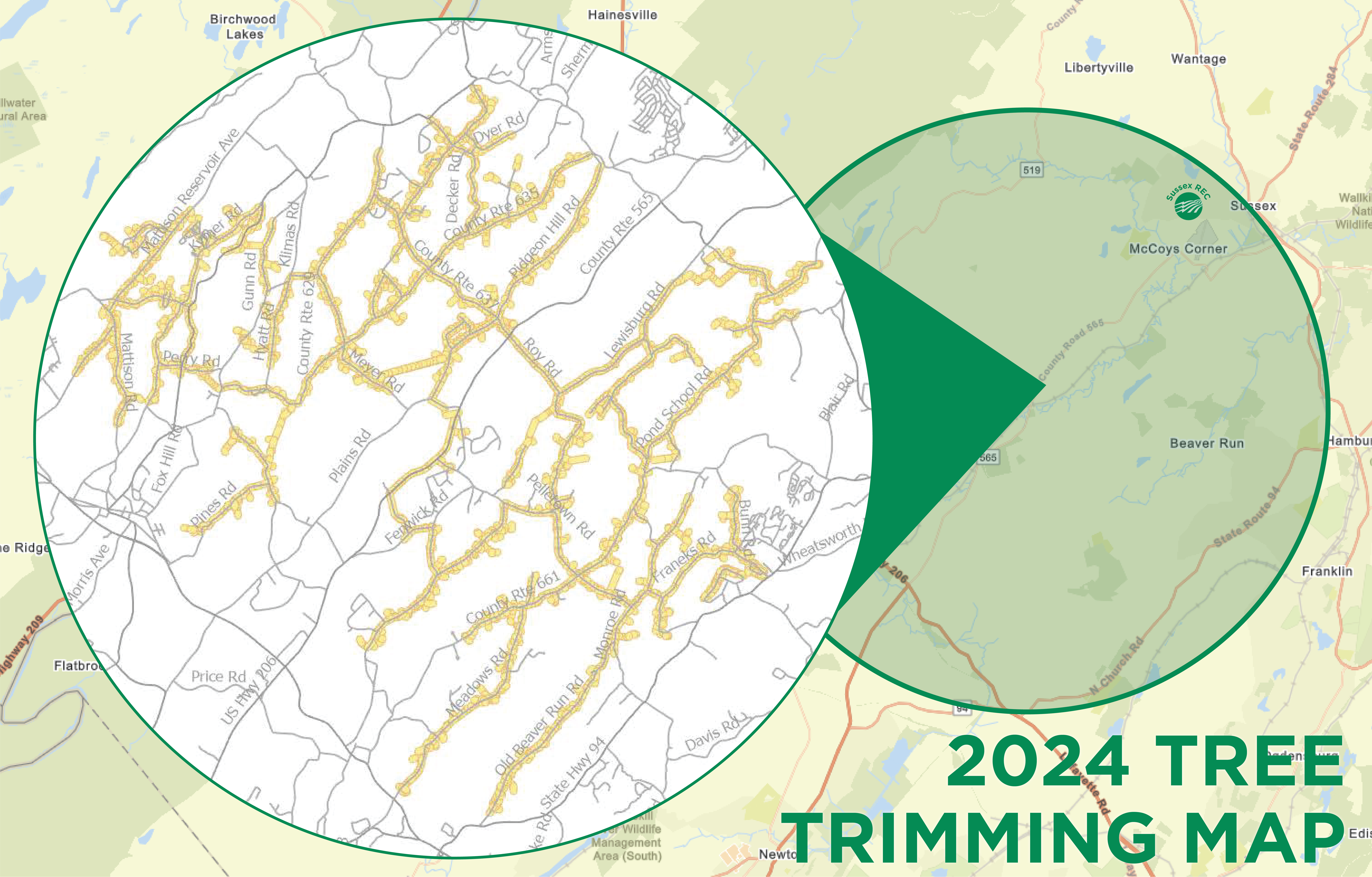 Sussex REC 2024 Tree Trimming Map