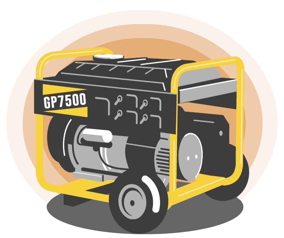 A cartoon image of a portable generator