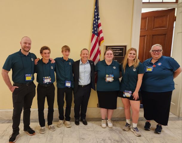 Pictured: New Jersey's 2023 Youth Tour group poses with Congressman Josh Gottheimer