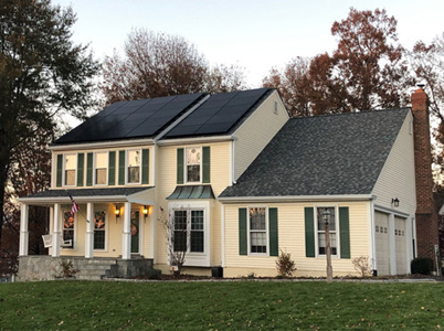Residential home with solar panels