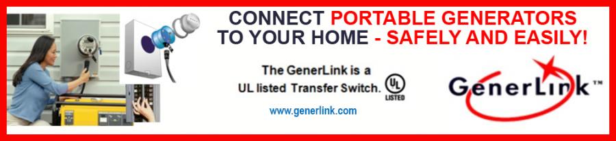 GenerLink is a UL listed Transfer Switch which helps you connect portable generators to your home - safely and easily!