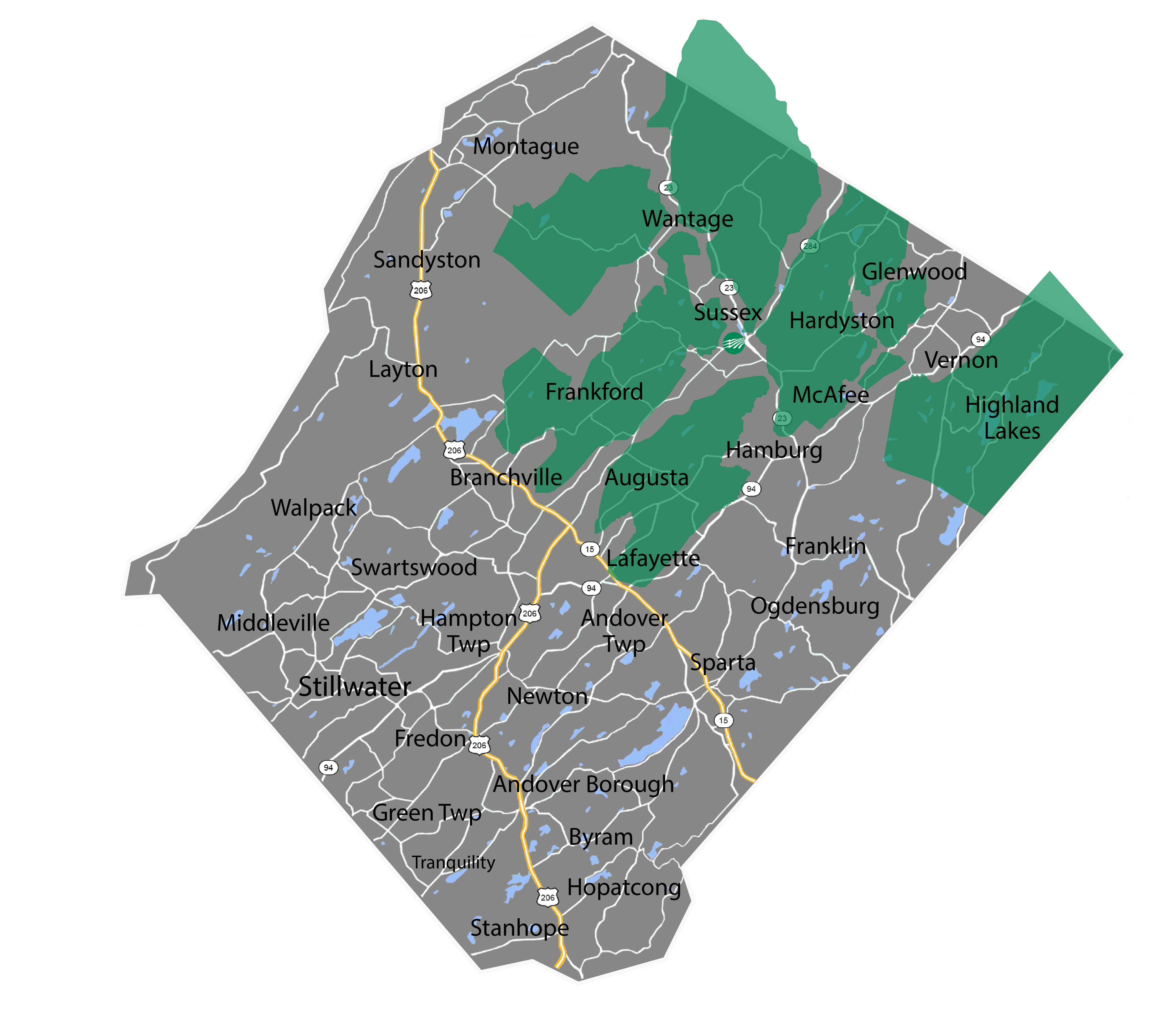 Sussex Rural Electric Cooperative Service Territory Map